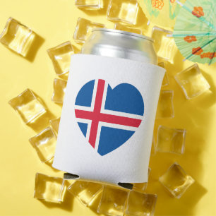 Iceland Heart Flag Can Cooler