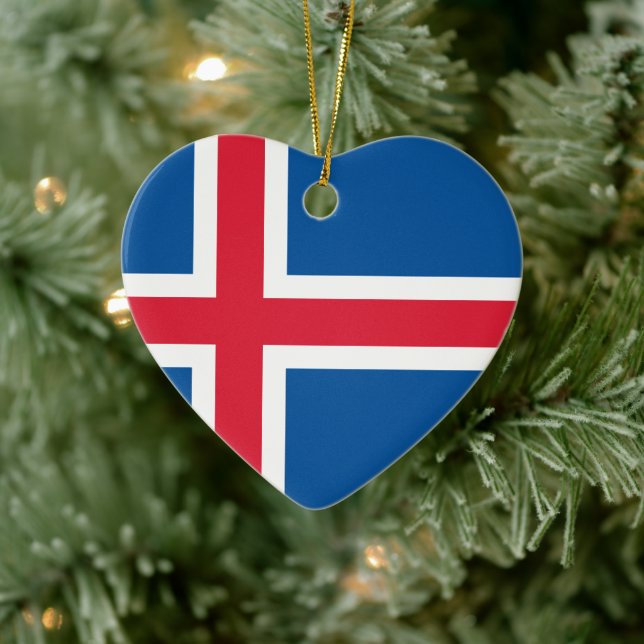 Iceland Heart Flag Ceramic Tree Decoration (Tree)