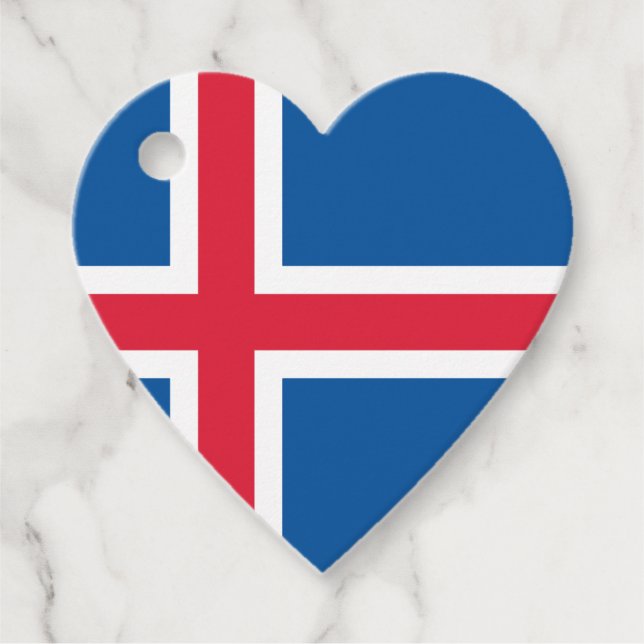 Iceland Heart Flag Favour Tags (Front)