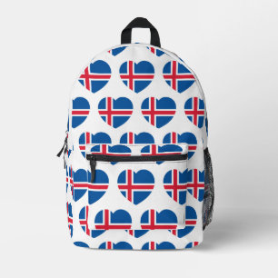 Iceland Heart Flag Printed Backpack