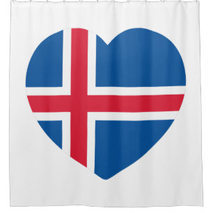 Iceland Heart Flag Shower Curtain