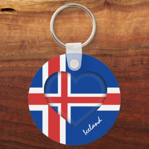 Iceland & Heart, Icelandic Flag fashion / sport Key Ring