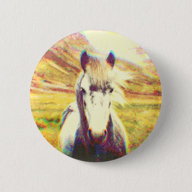 Iceland Horse Digital Art 6 Cm Round Badge (Front)