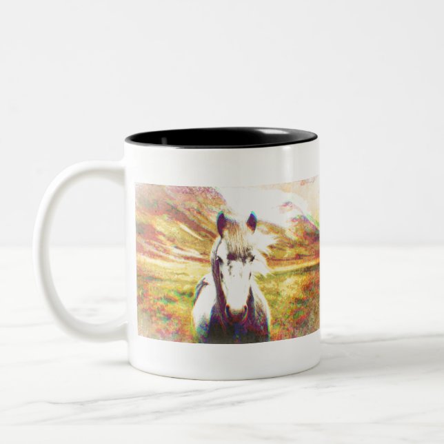 Iceland Horse Digital Art Two-Tone Coffee Mug (Left)