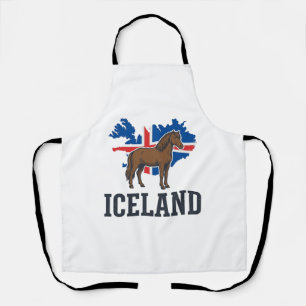 Iceland Horse Vintage Flag Vector Shirt Design_1 Apron