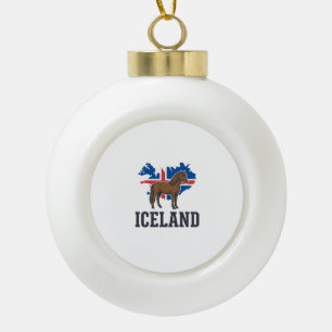 Iceland Horse Vintage Flag Vector Shirt Design_1 Ceramic Ball Christmas Ornament