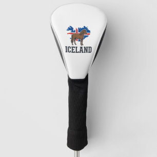 Iceland Horse Vintage Flag Vector Shirt Design_1 Golf Head Cover