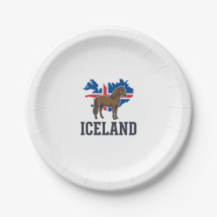 Iceland Horse Vintage Flag Vector Shirt Design_1 Paper Plate