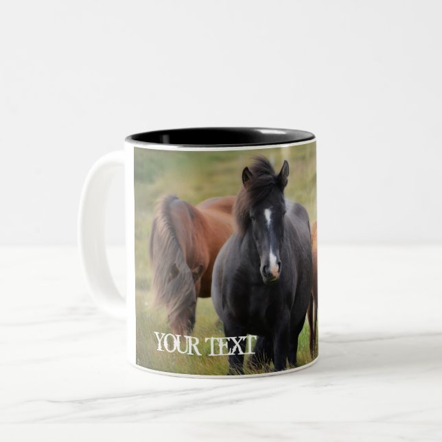 Iceland - Horses Two-Tone Coffee Mug (Front Left)
