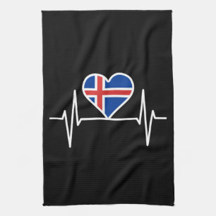 Iceland - Iceland Flag Heartbeat Tea Towel