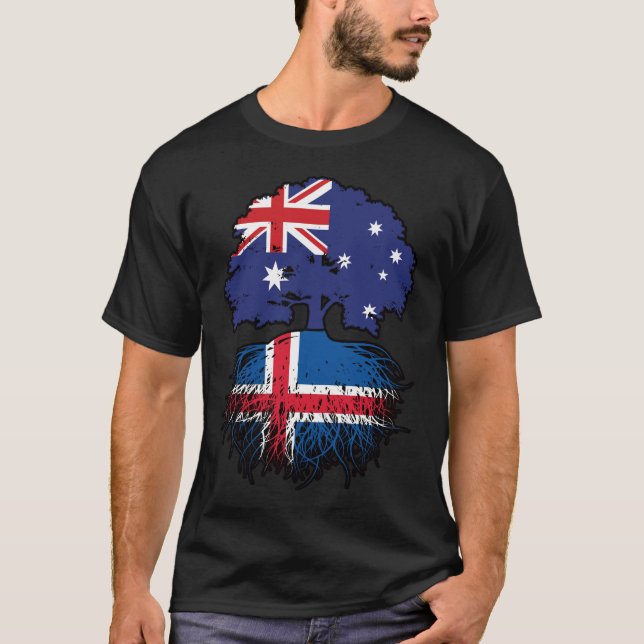 Iceland Icelandic Australian Australia Tree Roots T-Shirt (Front)
