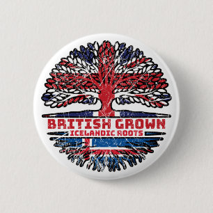 Iceland Icelandic British UK Tree Roots Flag 6 Cm Round Badge