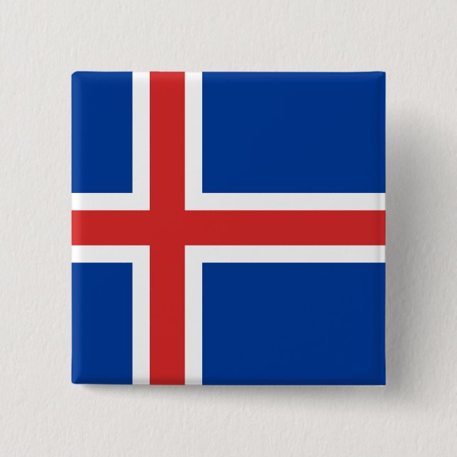 Iceland (Icelandic) Flag 15 Cm Square Badge (Front)
