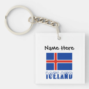 Iceland Icelandic Flag Black Personalisation Key Ring
