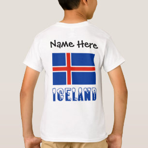 Iceland Icelandic Flag Black Personalisation T-Shirt