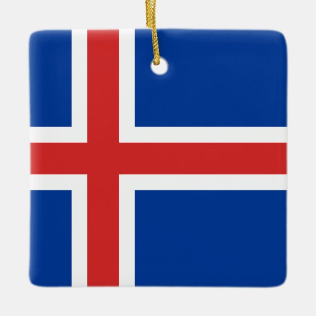 Iceland (Icelandic) Flag Ceramic Ornament (Front)