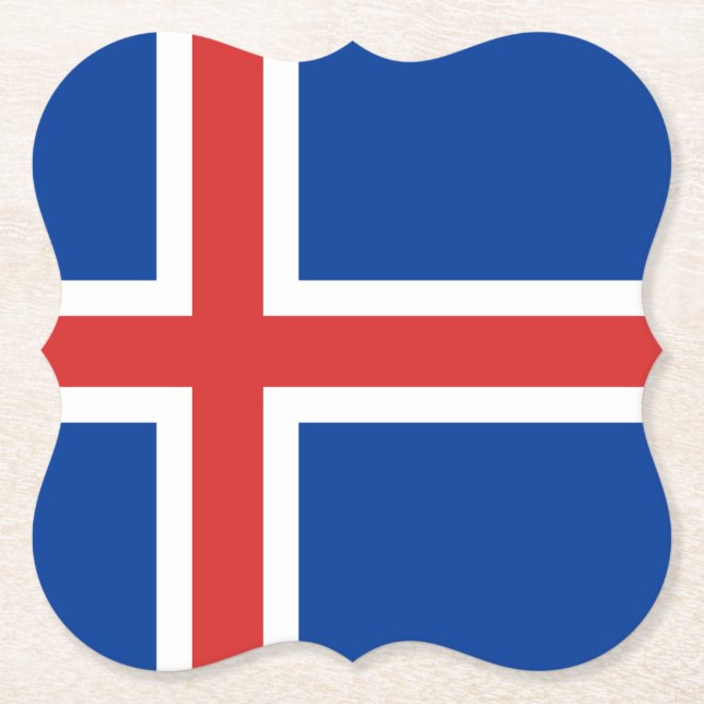 Iceland (Icelandic) Flag Paper Coaster (Front)