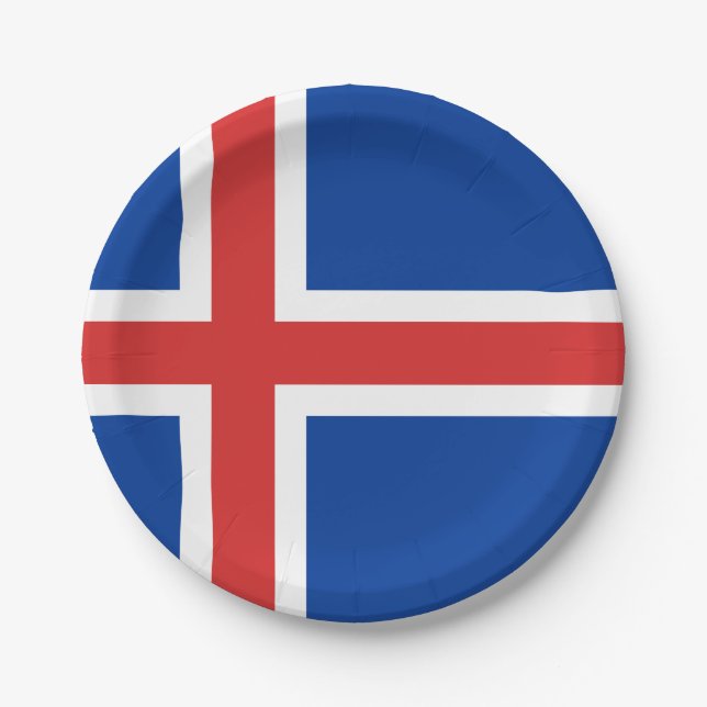 Iceland (Icelandic) Flag Paper Plate (Front)