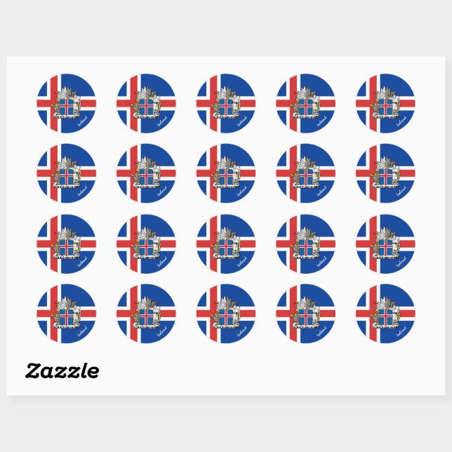 Iceland & Icelandic flag patriots, holiday /sports Classic Round Sticker (Sheet)