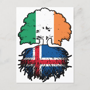Iceland Icelandic Irish Ireland Tree Roots Flag Postcard