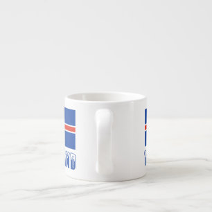 Iceland in Snow Capped Letters and Icelandic Flag Espresso Cup