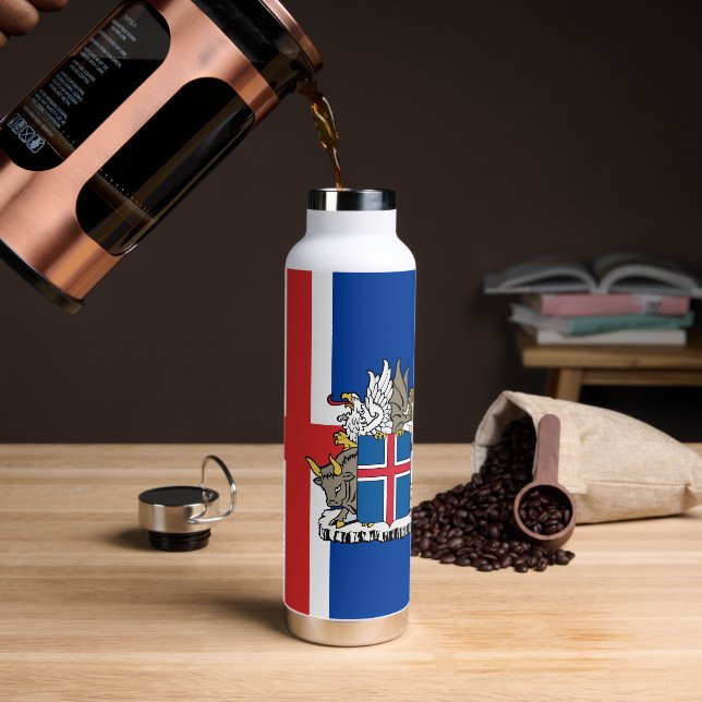 Iceland Insulated Bottle, Icelandic Flag Water Bottle (Coffee)