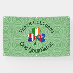 Iceland Ireland USA Shamrock Flag Personalised Banner