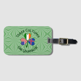 Iceland Ireland USA Shamrock Flag Personalised  Luggage Tag