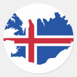 Iceland IS Ísland Flag map Classic Round Sticker