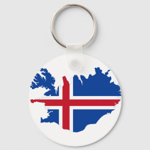 Iceland IS Ísland Flag map Key Ring
