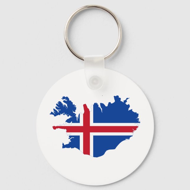 Iceland IS Ísland Flag map Key Ring (Front)