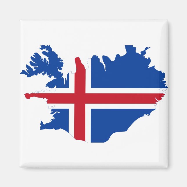 Iceland IS Ísland Flag map Magnet (Front)