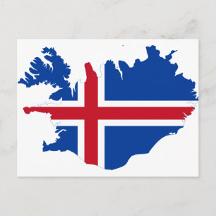 Iceland IS Ísland Flag map Postcard