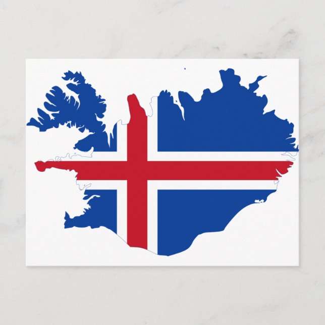 Iceland IS Ísland Flag map Postcard (Front)
