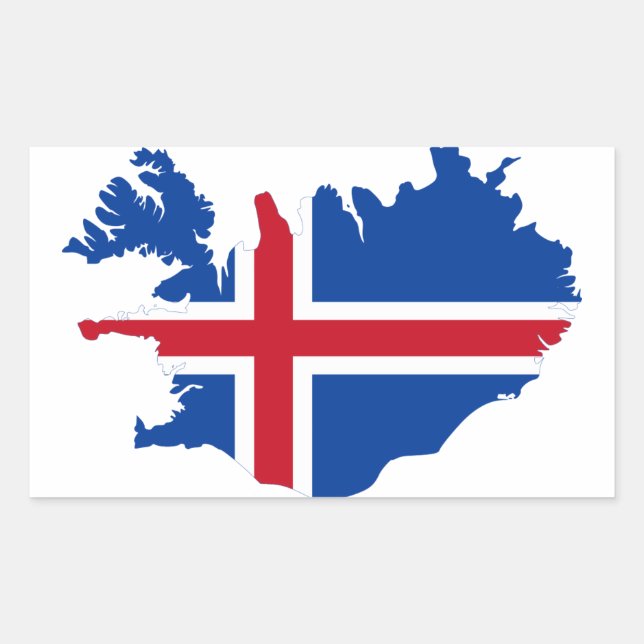 Iceland IS Ísland Flag map Rectangular Sticker (Front)