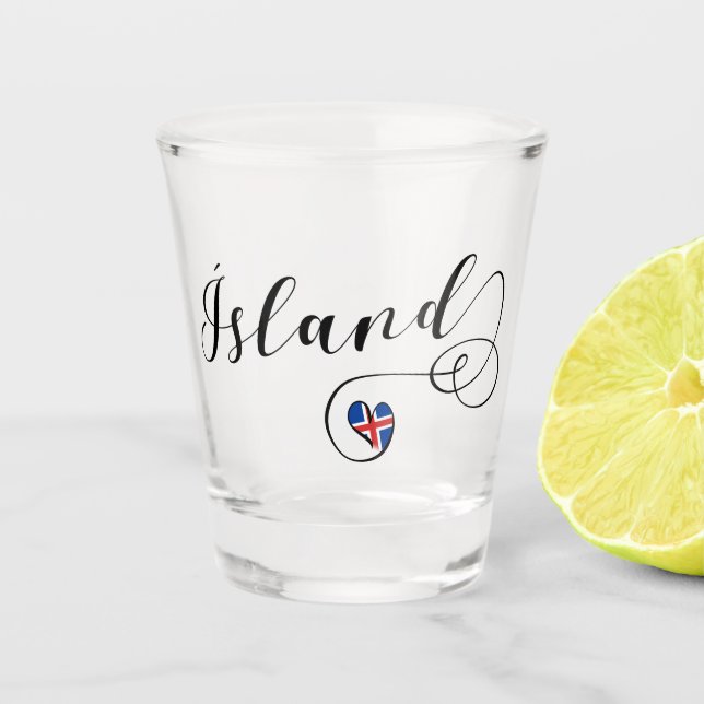 Iceland Ísland Heart Flag Shot Glass (Front)