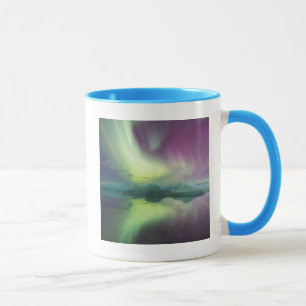Iceland, Jokulsarlon. Aurora Lights Reflect Mug