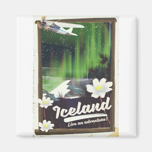 Iceland landscape vintage style travel poster magnet