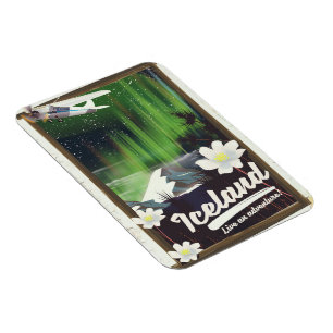 Iceland landscape vintage style travel poster magnet