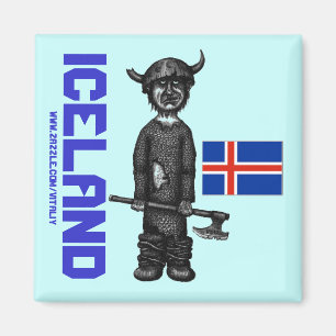 Iceland magnet with funny viking