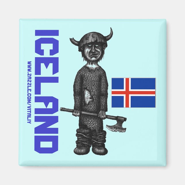 Iceland magnet with funny viking (Front)
