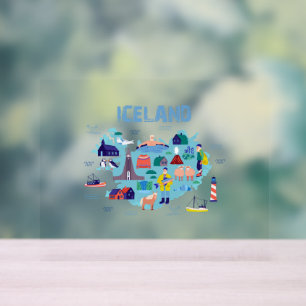 Iceland map acrylic sign