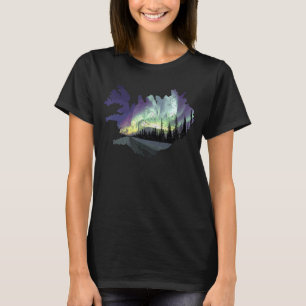 Iceland Map Fire Ice Northern Light Icelandic Souv T-Shirt