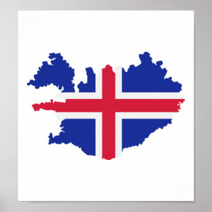 Iceland map flag poster