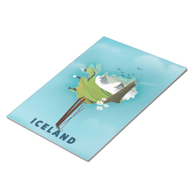 Iceland Map Illustration travel poster. Notepad (Angled)