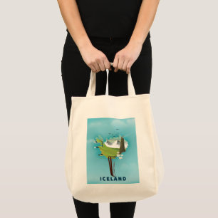 Iceland Map Illustration travel poster. Tote Bag