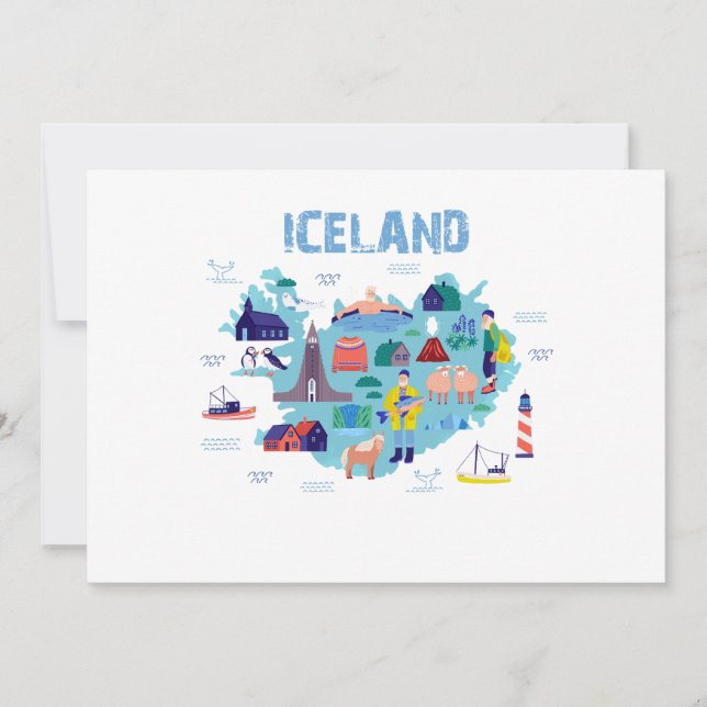 Iceland map invitation (Front)