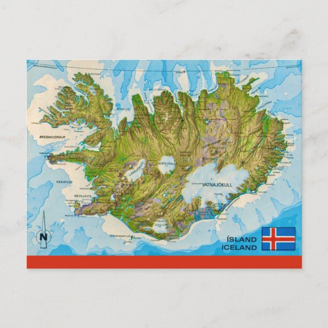 Iceland Map Postcard (Front)