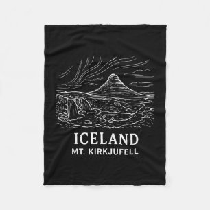 Iceland Mt Kirkjufell Hiking Aurora Borealis Souve Fleece Blanket