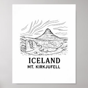 Iceland Mt Kirkjufell Hiking Aurora Borealis Souve Poster